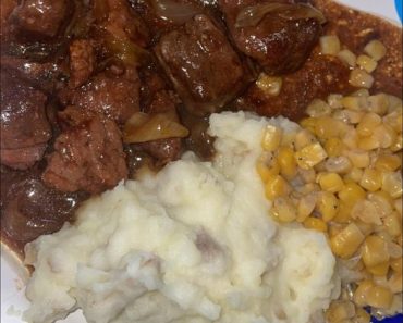 Creamy Crockpot Beef Tips Over Mashed Potatoes