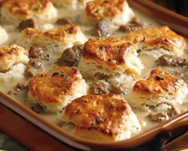 Sausage, Gravy, and Biscuit Pie