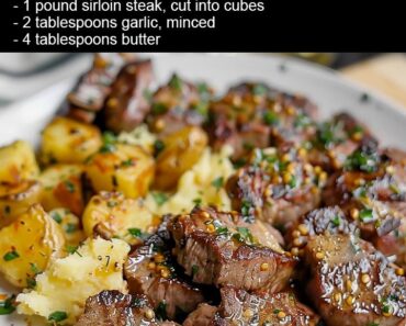 Garlic Butter Steak Bites and Cheesy Smashed Potatoes