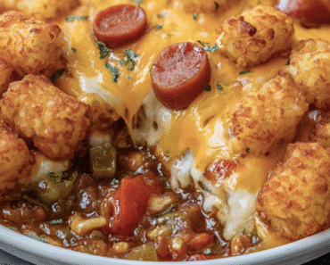 Cheesy Hot Dog Tater Tot Casserole