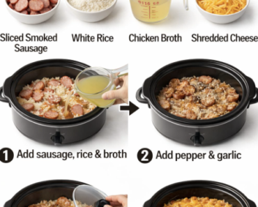 slow cooker cheesy sausage rice